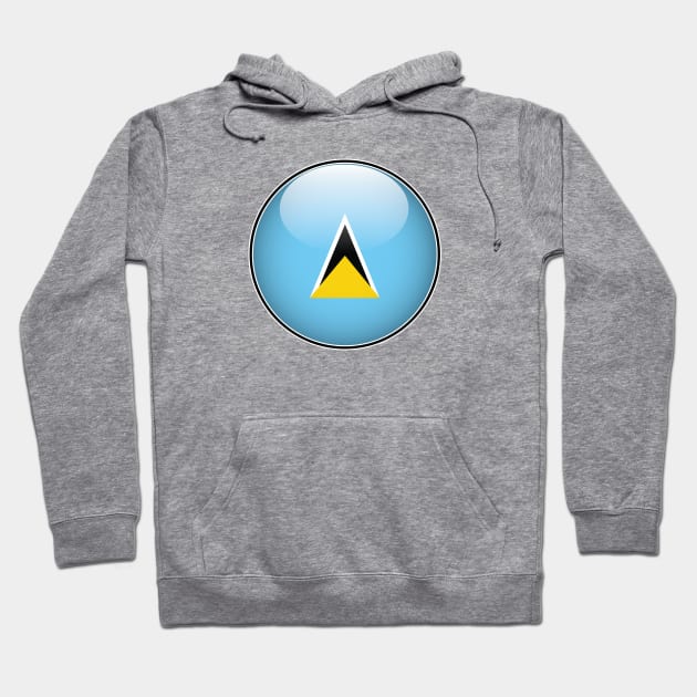 St Lucia National Flag Glossy Button Hoodie by IslandConcepts